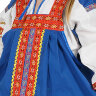 Русский народный костюм "Забава" детский льняной синий сарафан и блузка