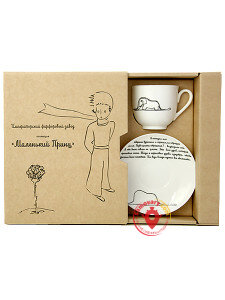 Подарочный набор: кофейная чашка с блюдцем форма Ландыш рисунок Слон Императорский фарфоровый завод 
