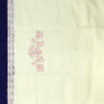 Скатерть квадратная кремовая с фиолетовой отделкой и кружевной вышивкой арт. 1с-967, 150х150