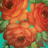 Поднос с росписью "Розы на бирюзовом" 38*28 см, арт. А-7.47